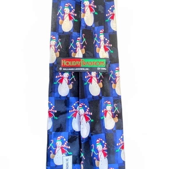 🎄 HALLMARK || Holiday Tradition Silk Snowman Plaid Necktie- - Picture 3 of 5